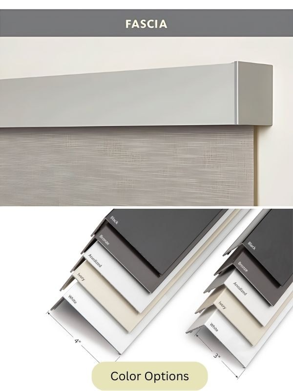 Roller shade fascia head cover colour and finish options