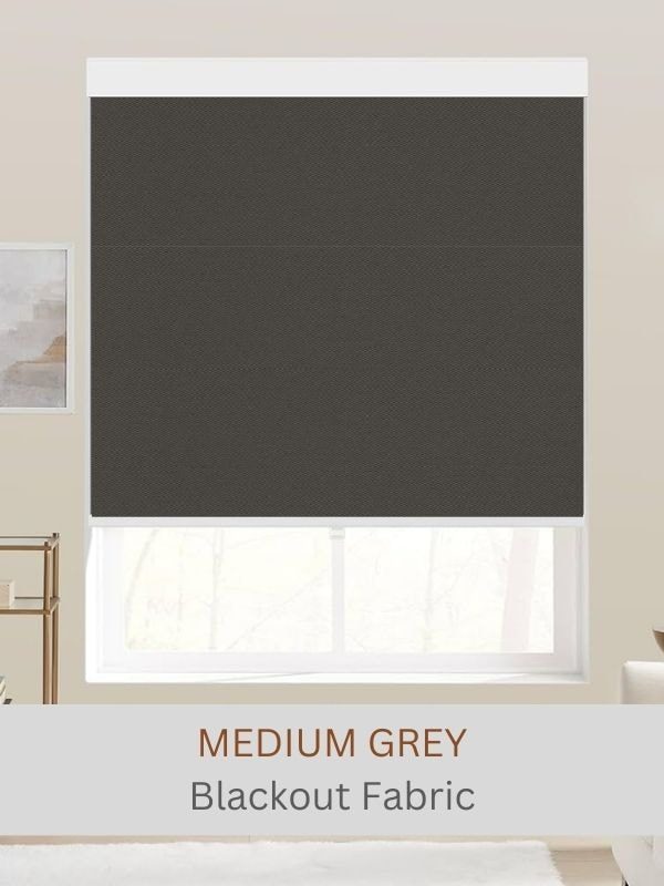 Medium grey blackout roller shade fabric